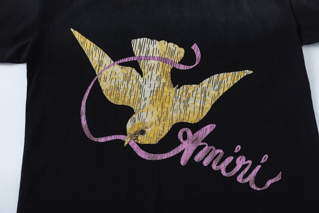 T-Shirt AMIRI com Padrão Pomba Vintage foto 07