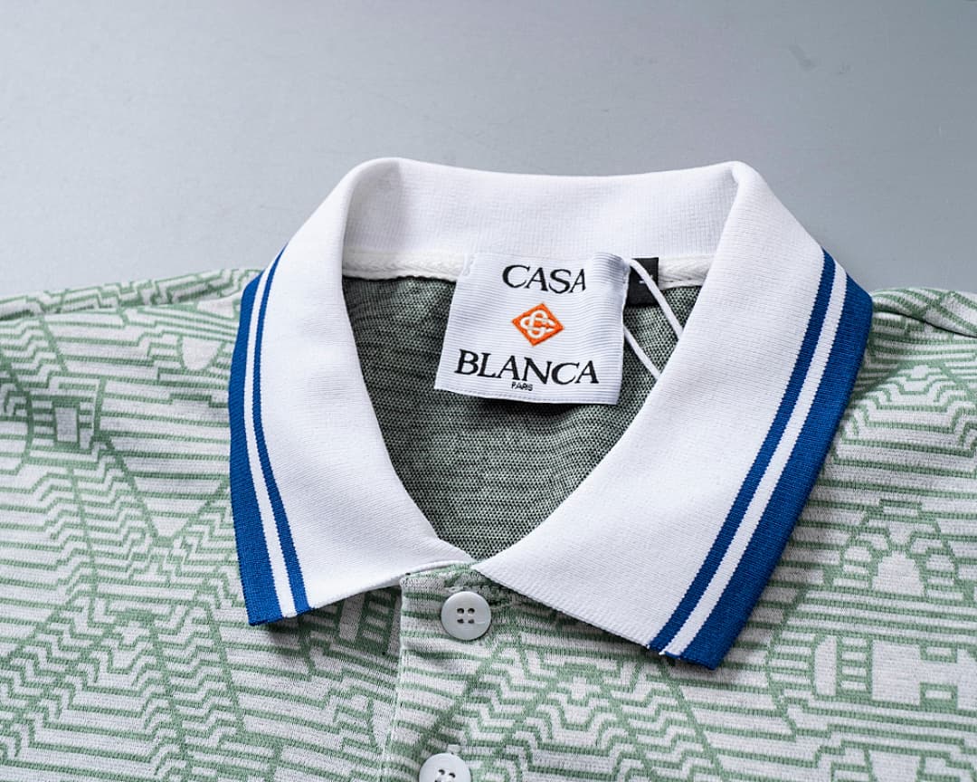 T-Shirt Polo Casablanca Jacquard - Verde Claro foto 02