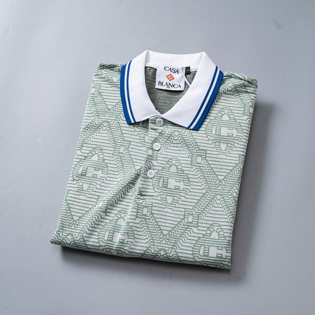 T-Shirt Polo Casablanca Jacquard - Verde Claro foto 12