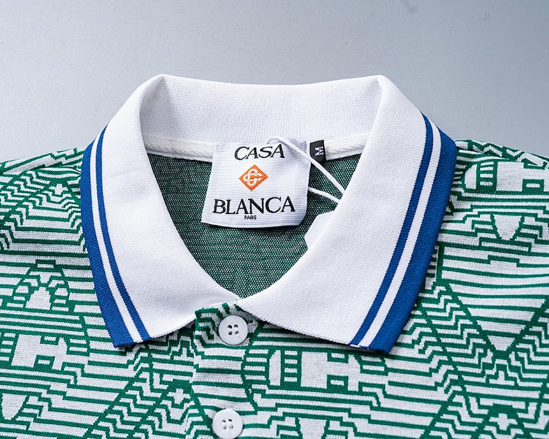 T-Shirt Polo Casablanca Jacquard - Verde foto 02