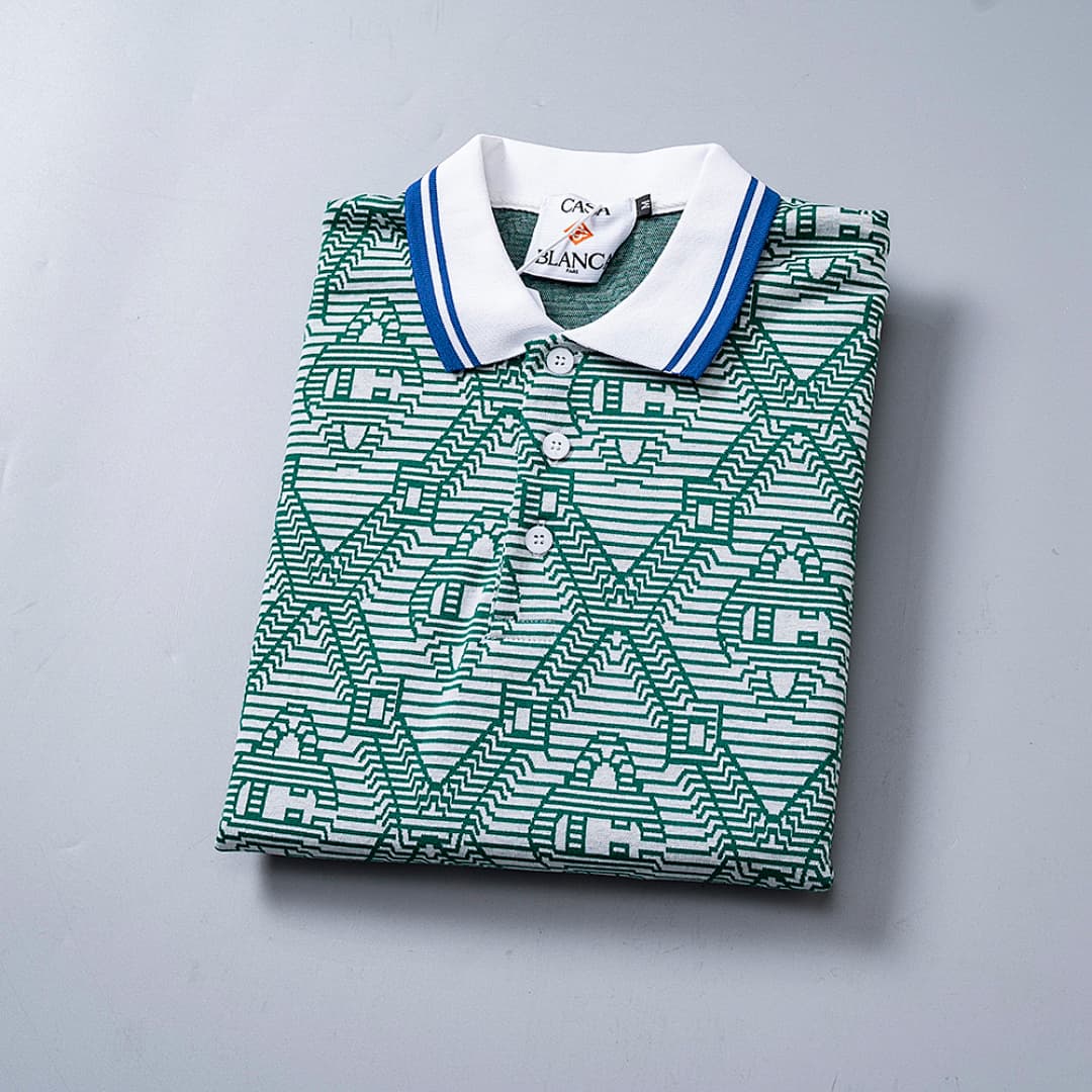 T-Shirt Polo Casablanca Jacquard - Verde foto 12