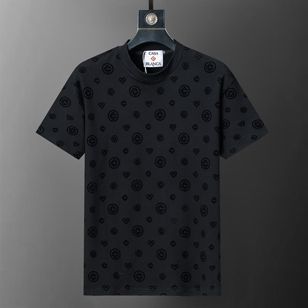 T-Shirt Casablanca Monograma Flocked - Preto foto 01