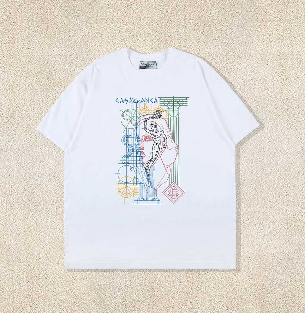 T-Shirt Casablanca Linha Arte Geométrica - Branco foto 01