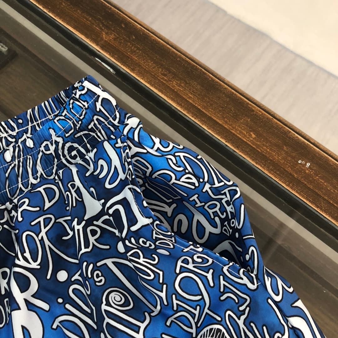 Calções de Praia Dior Azul e Branco foto 04