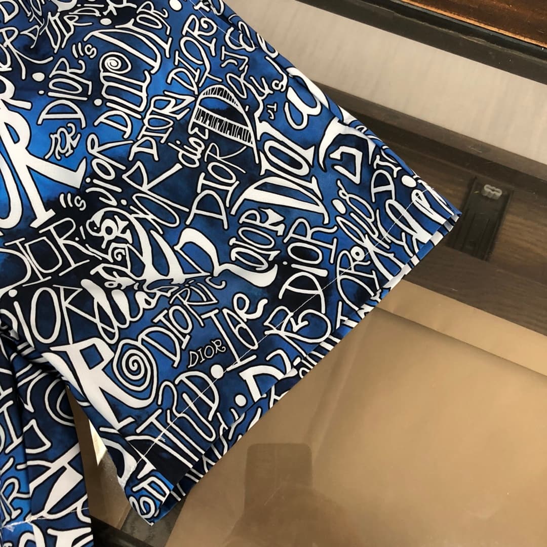 Calções de Praia Dior Azul e Branco foto 06