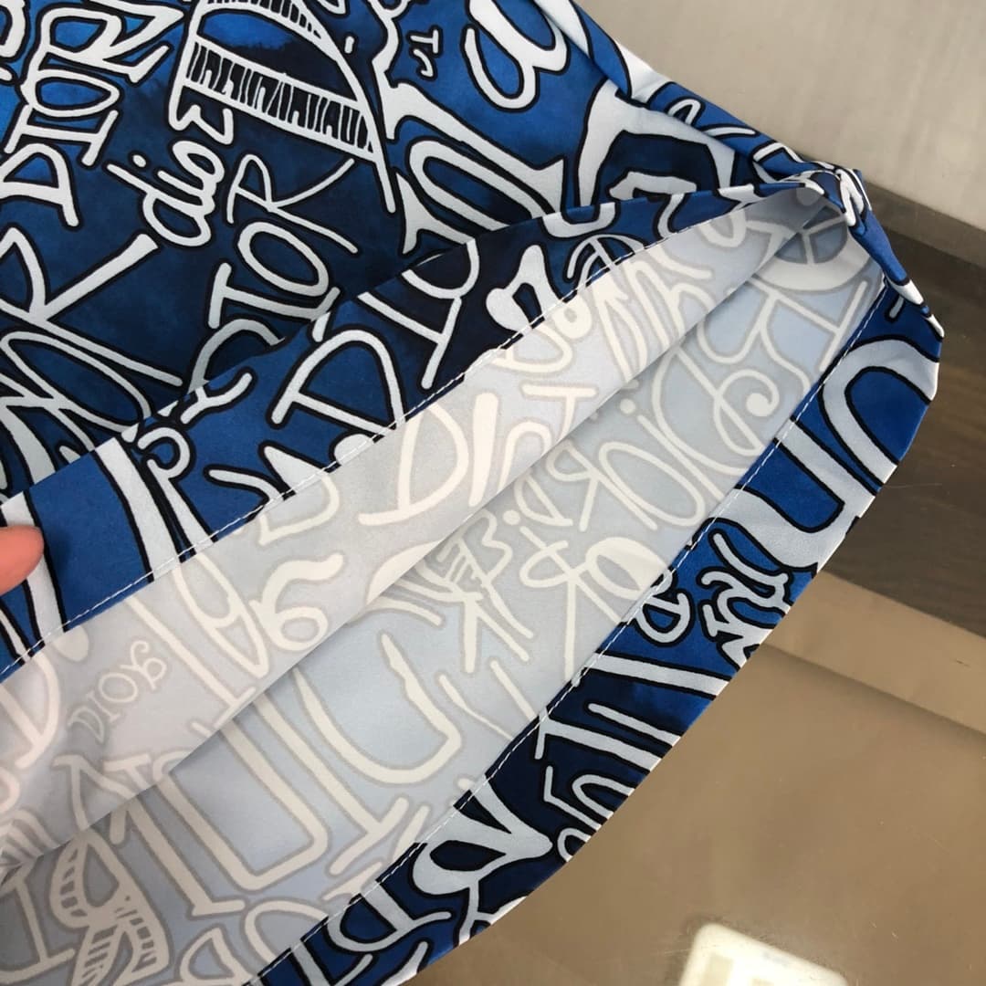 Calções de Praia Dior Azul e Branco foto 07