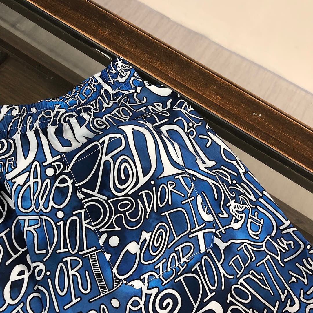 Calções de Praia Dior Azul e Branco foto 09