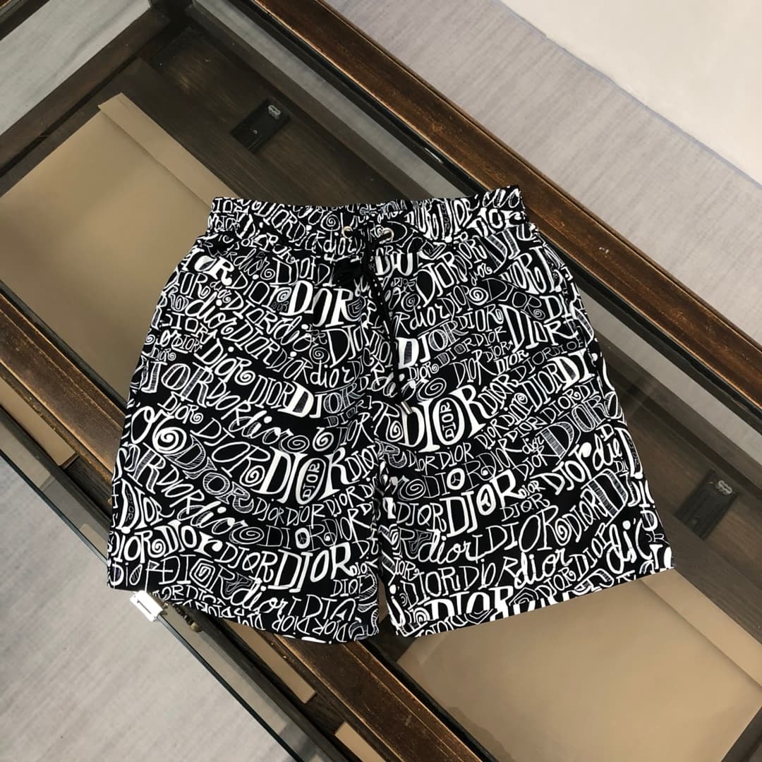 Calções de Praia Dior Monograma Preto e Branco foto 01