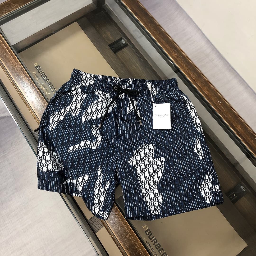 Calções de Praia Dior Monograma Azul-Branco foto 01