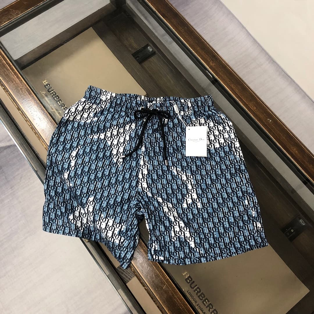 Calções de Praia Dior Monograma Azul-Branco Multicolor foto 01