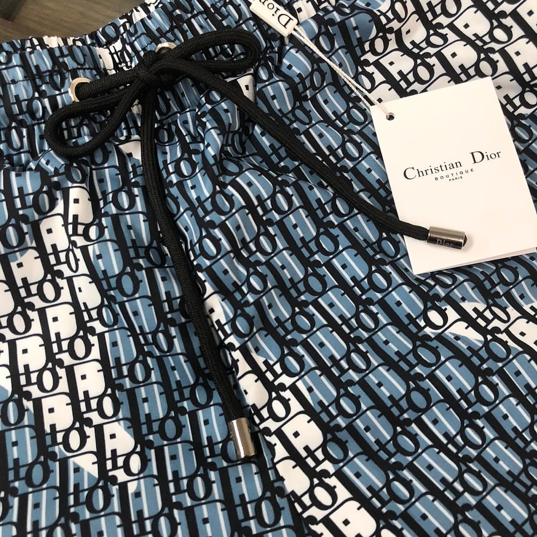 Calções de Praia Dior Monograma Azul-Branco Multicolor foto 03