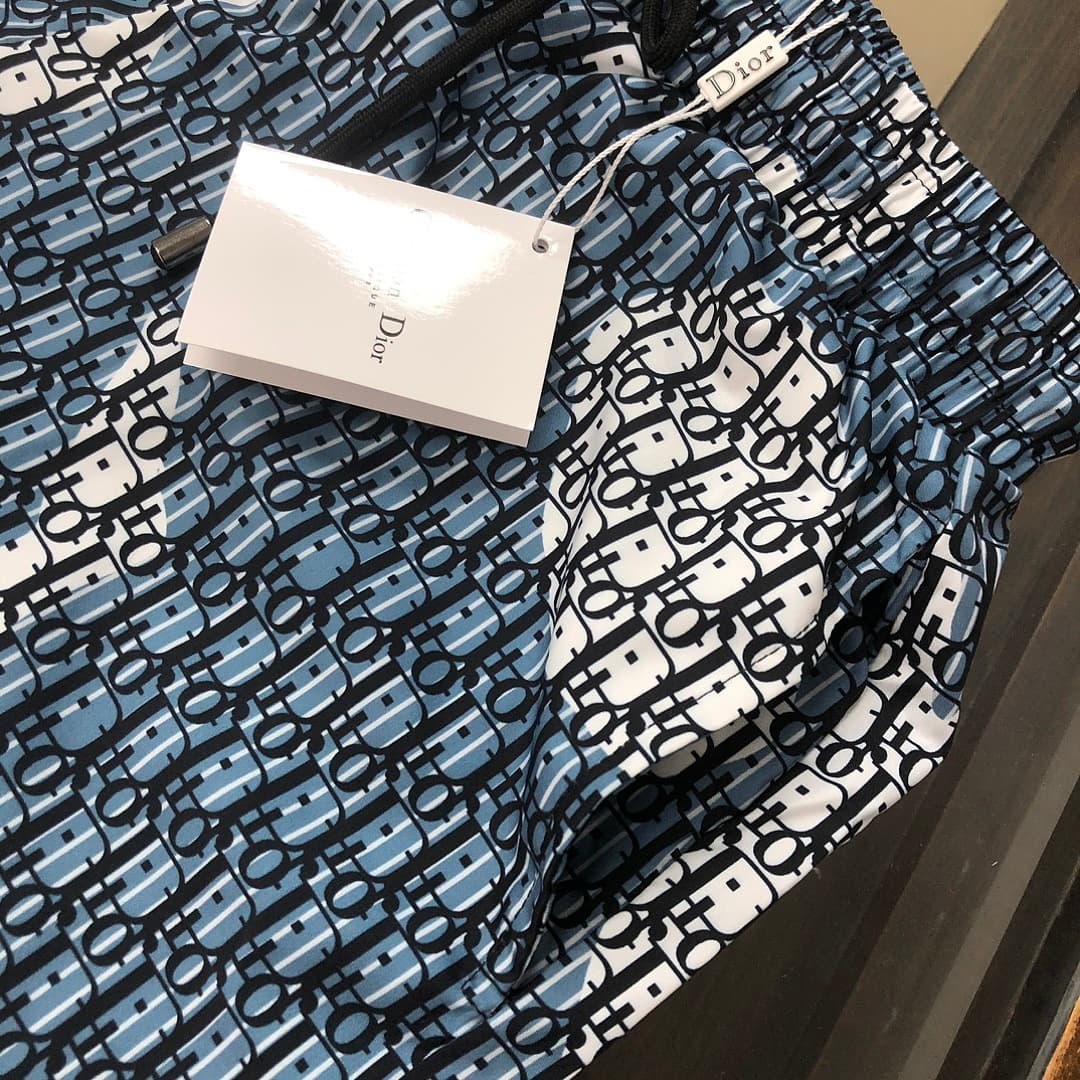 Calções de Praia Dior Monograma Azul-Branco Multicolor foto 04