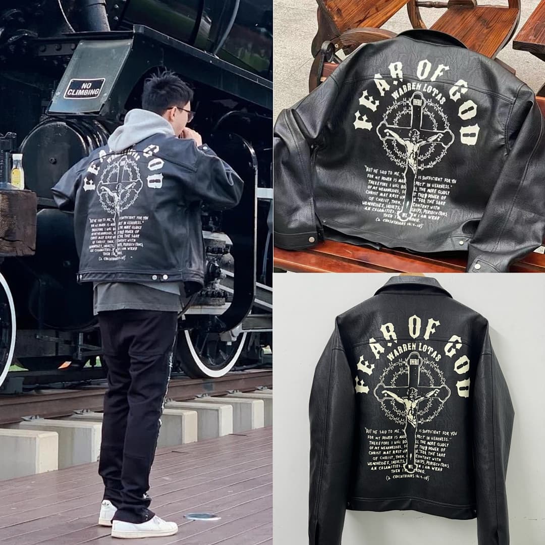 Jaqueta Couro Motard Fear of God Edição Limitada foto 08