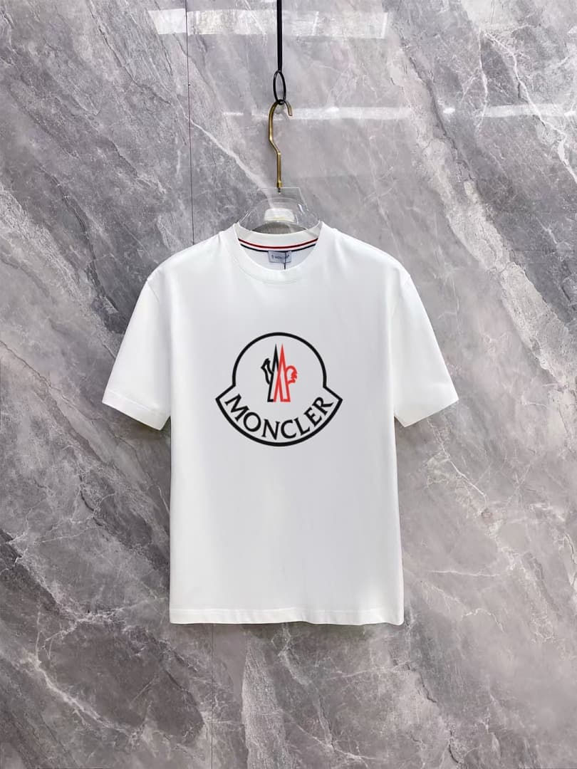 T-Shirt Moncler Branco Logo Circular foto 01