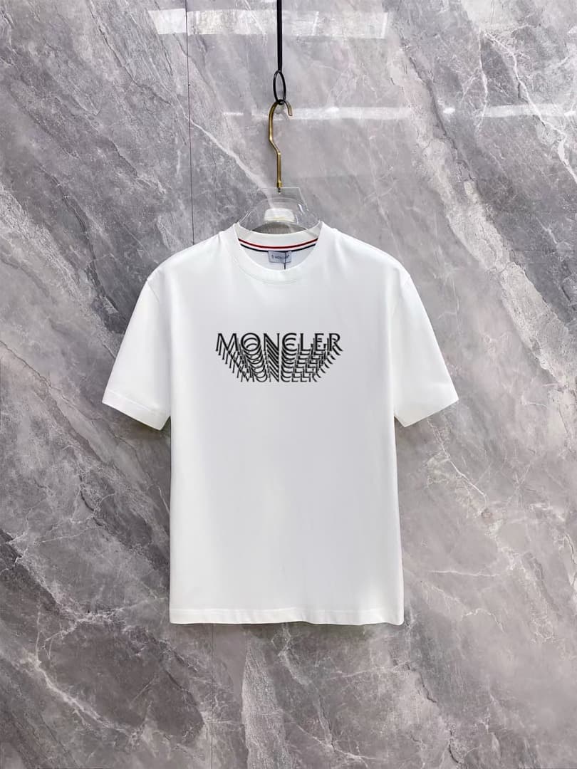 T-Shirt Moncler Branco Detalhe Colarinho foto 05