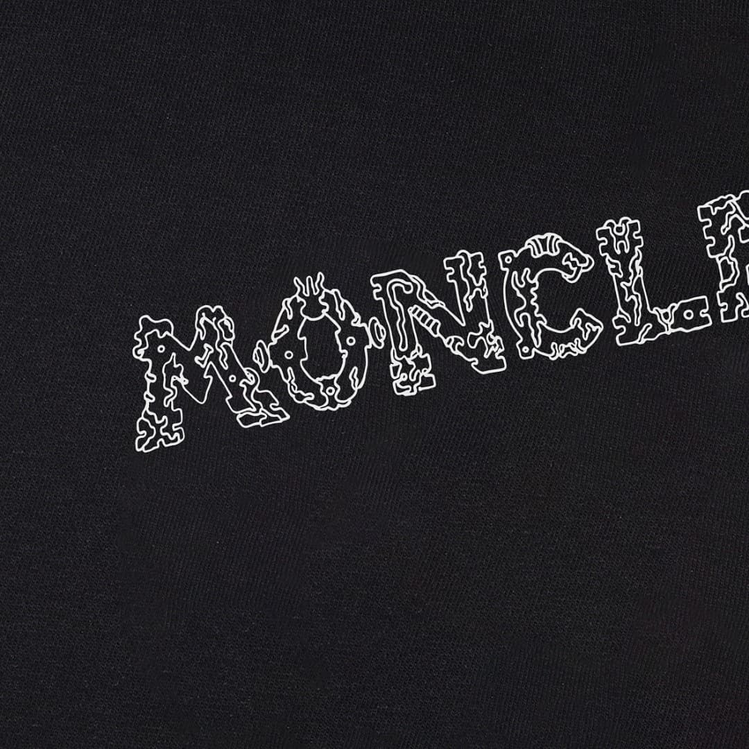 T-shirt Moncler Azul-Marinho com Logo Ondulado foto 04