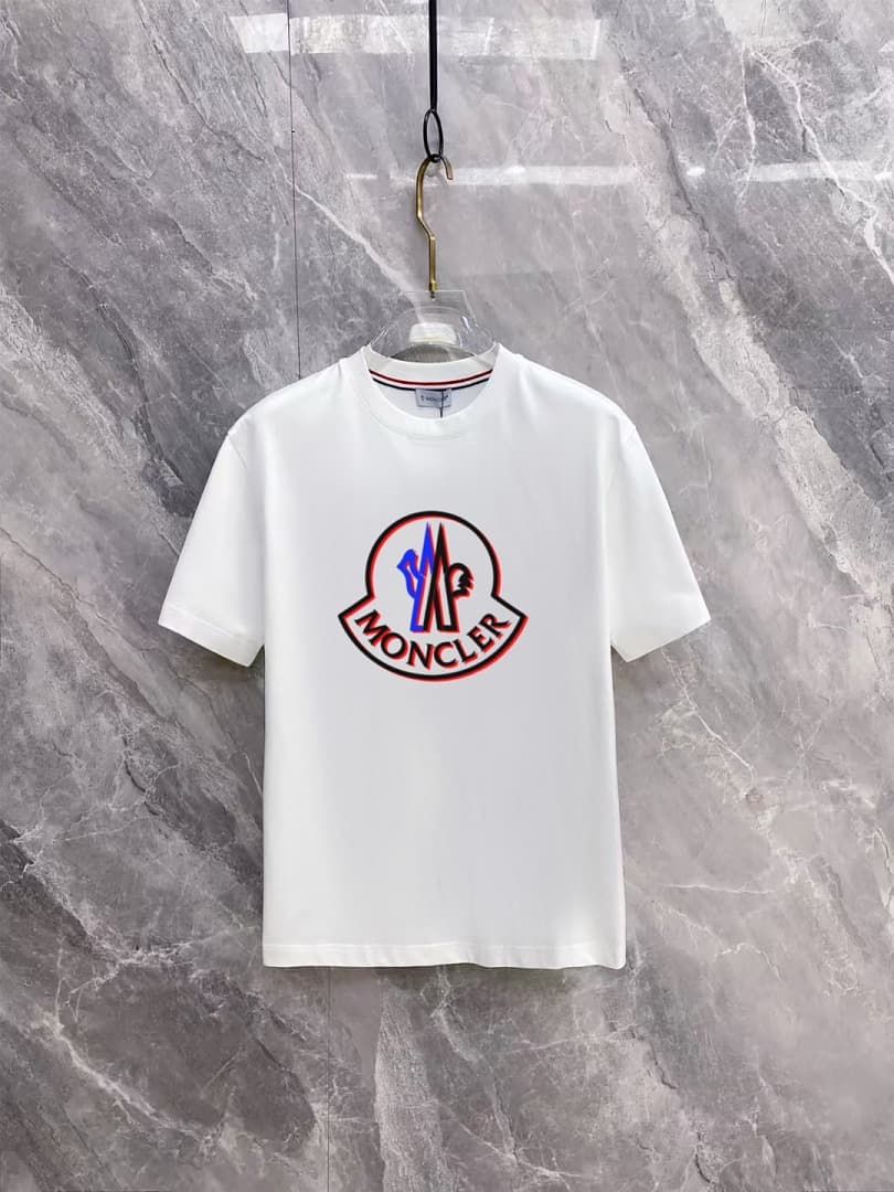 T-shirt Moncler Branca com Logo Circular foto 01