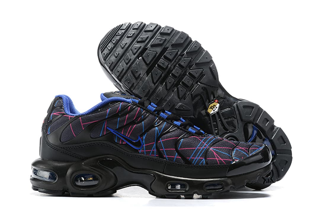 Nike Air Max Plus — Preto Azul Vermelho Padrão foto 03