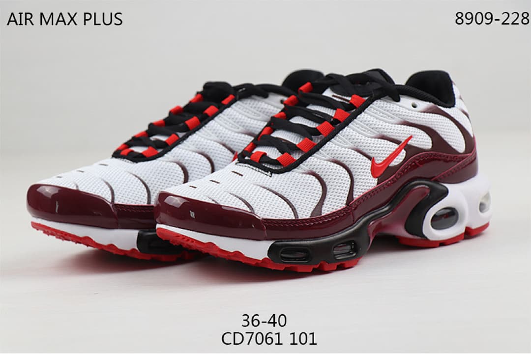 Nike Air Max TN — Branco Vinho Preto Vermelho foto 02