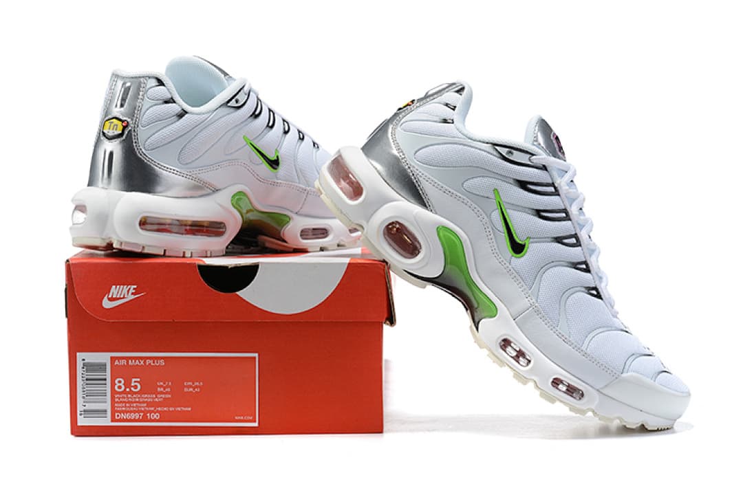 Nike Air Max TN — Cinzento com Destaques Verdes e Cor-de-Rosa foto 01
