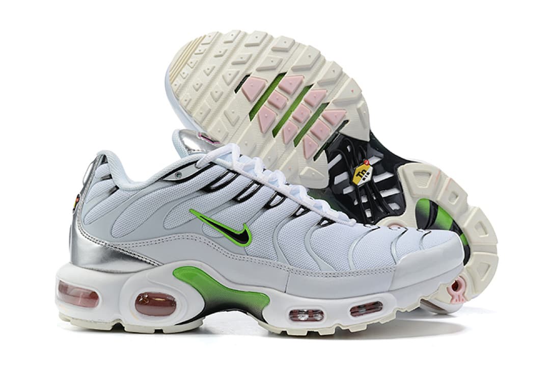 Nike Air Max TN — Cinzento com Destaques Verdes e Cor-de-Rosa foto 02