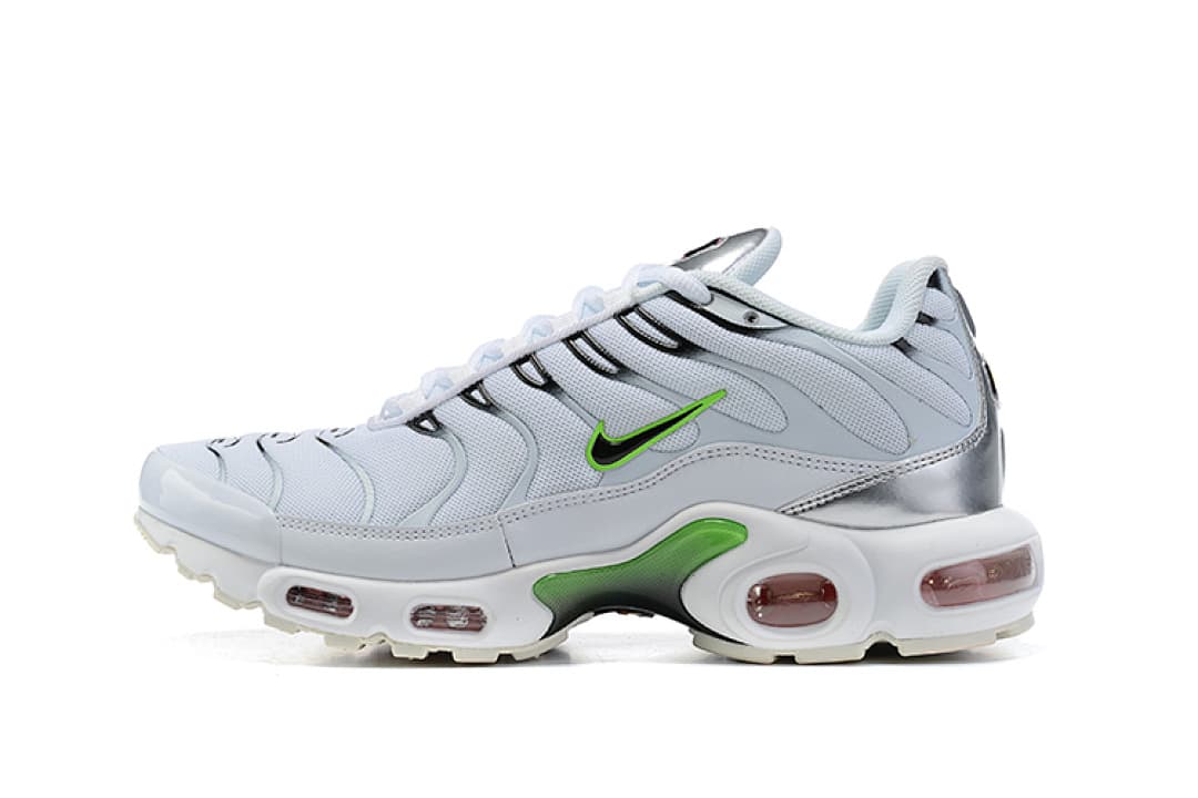 Nike Air Max TN — Cinzento com Destaques Verdes e Cor-de-Rosa foto 03