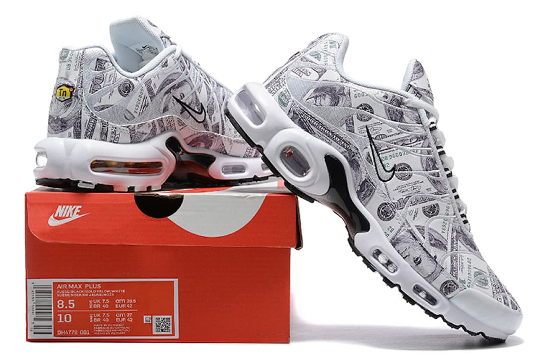 Nike Air Max TN — Branco com Padrão Notas de Dólar foto 01