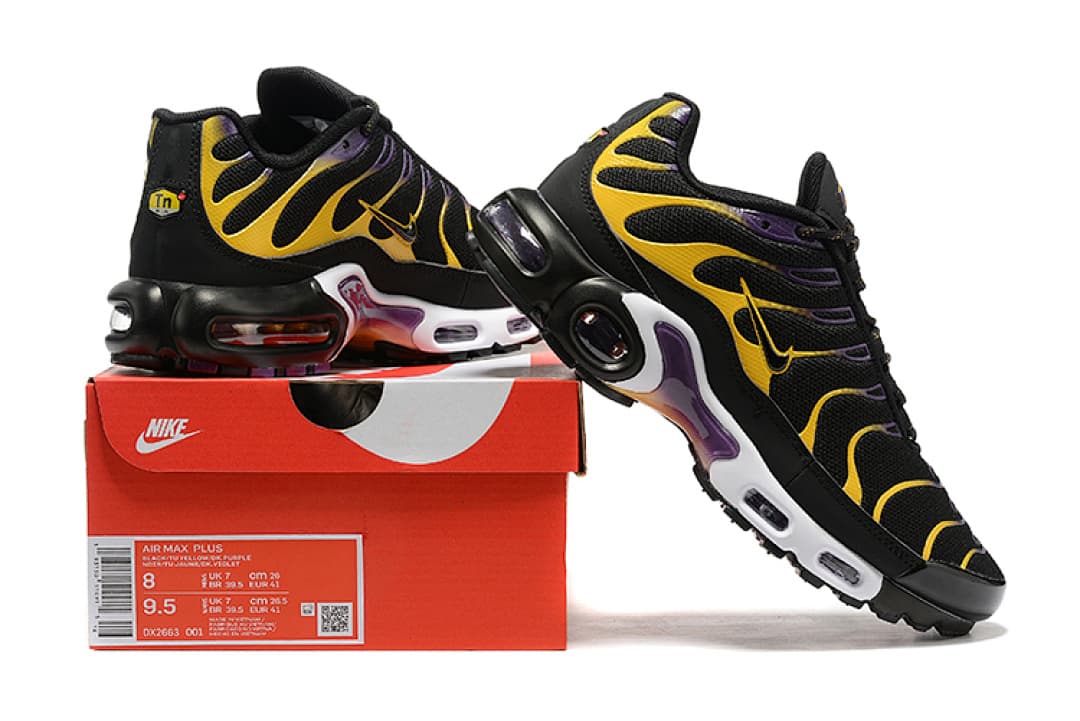 Nike Air Max TN — Preto com Amarelo e Púrpura foto 01