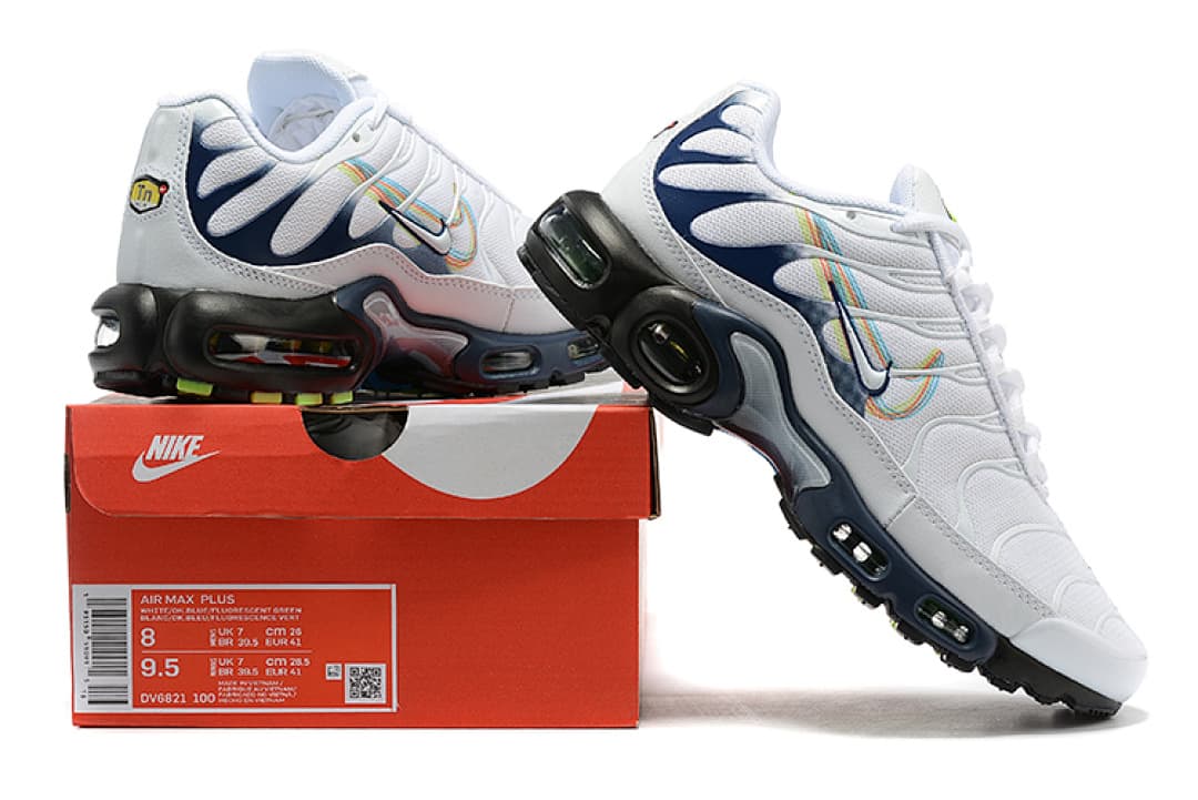 Nike Air Max Plus — Branco Navy Rainbow foto 01
