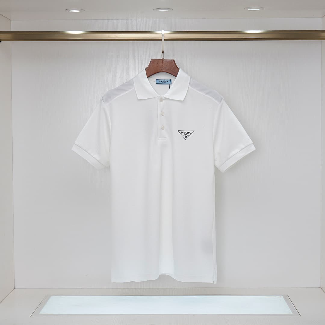Prada T-Shirt Pólo de Malha Piqué com Colarinho Invertido foto 21