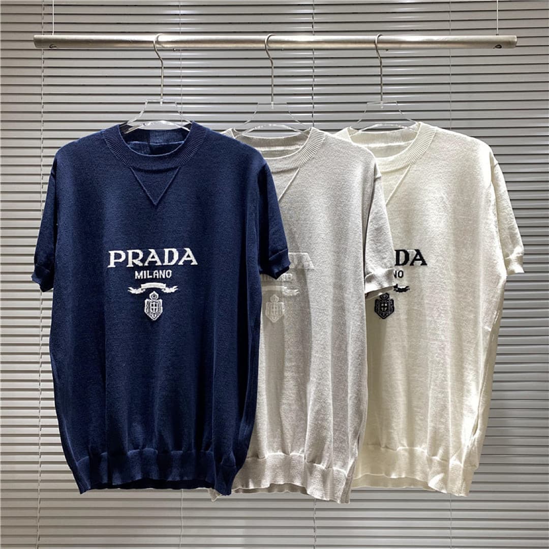 Prada T-Shirt de Malha Jacquard com Logo Milano foto 01