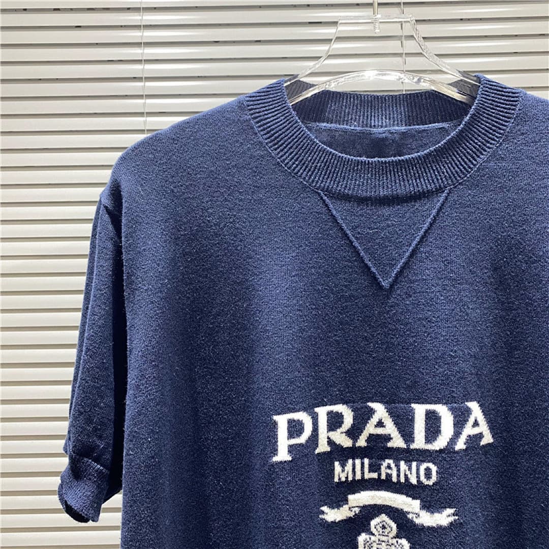 Prada T-Shirt de Malha Jacquard com Logo Milano foto 04