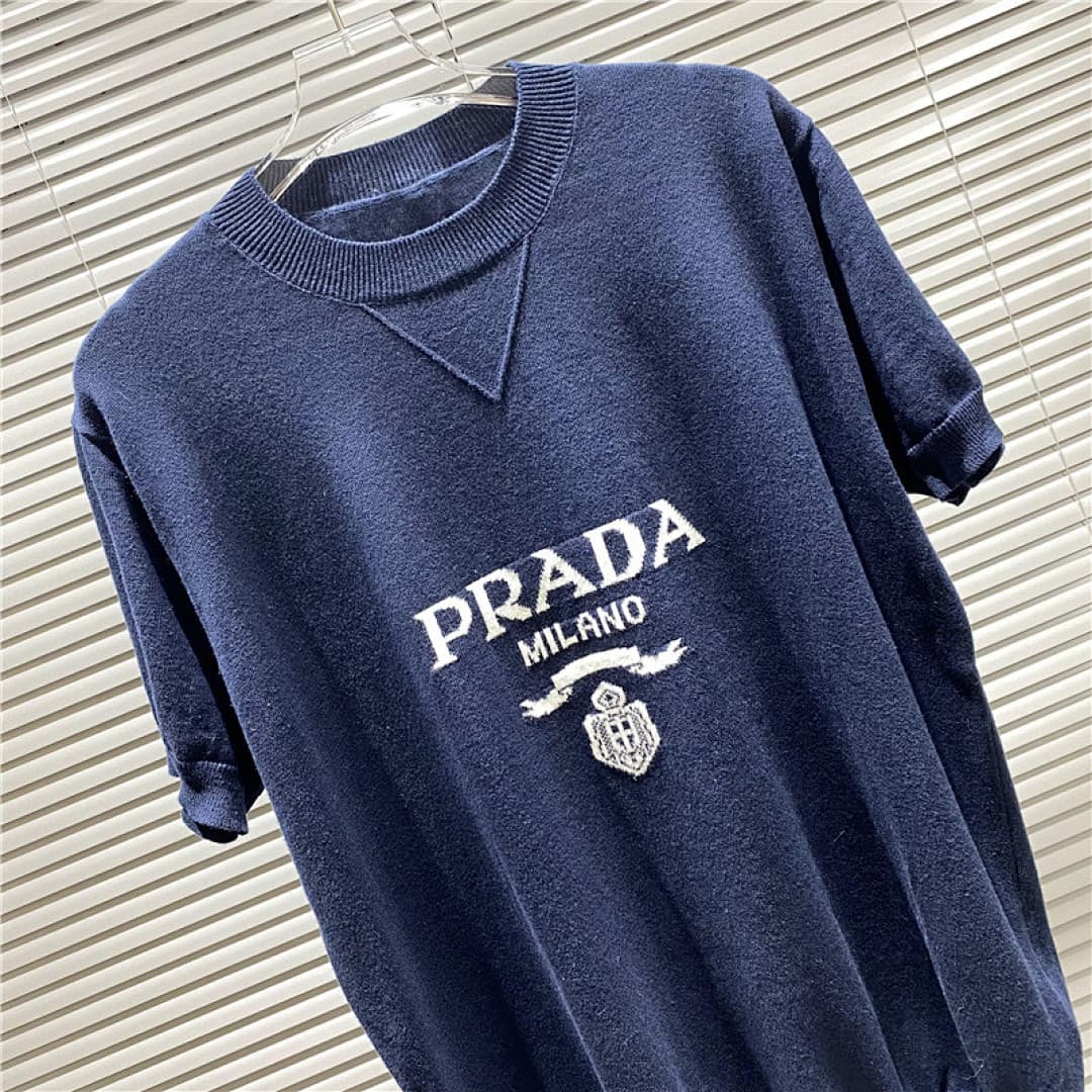 Prada T-Shirt de Malha Jacquard com Logo Milano foto 06