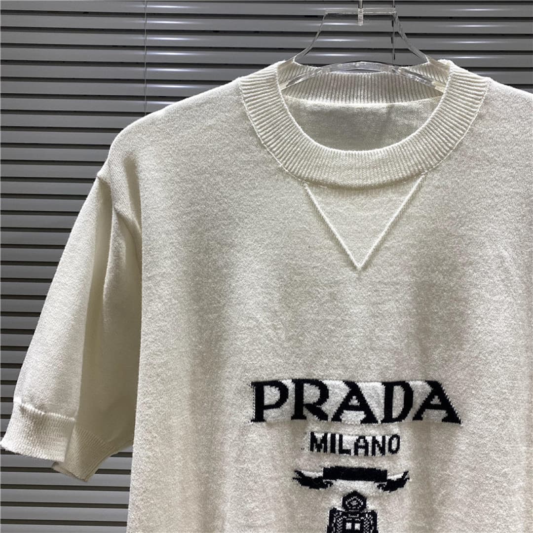 Prada T-Shirt de Malha Jacquard com Logo Milano foto 21