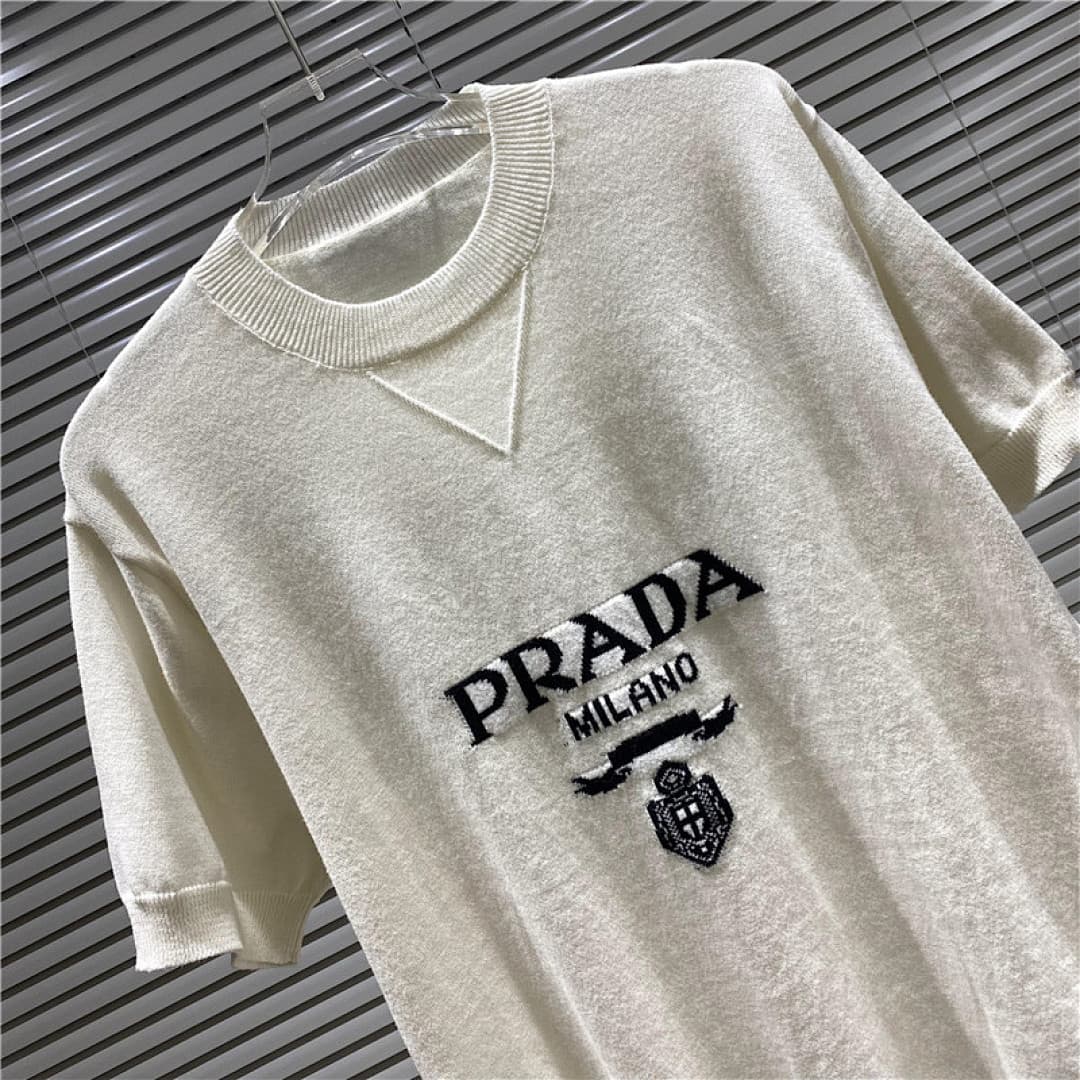 Prada T-Shirt de Malha Jacquard com Logo Milano foto 23
