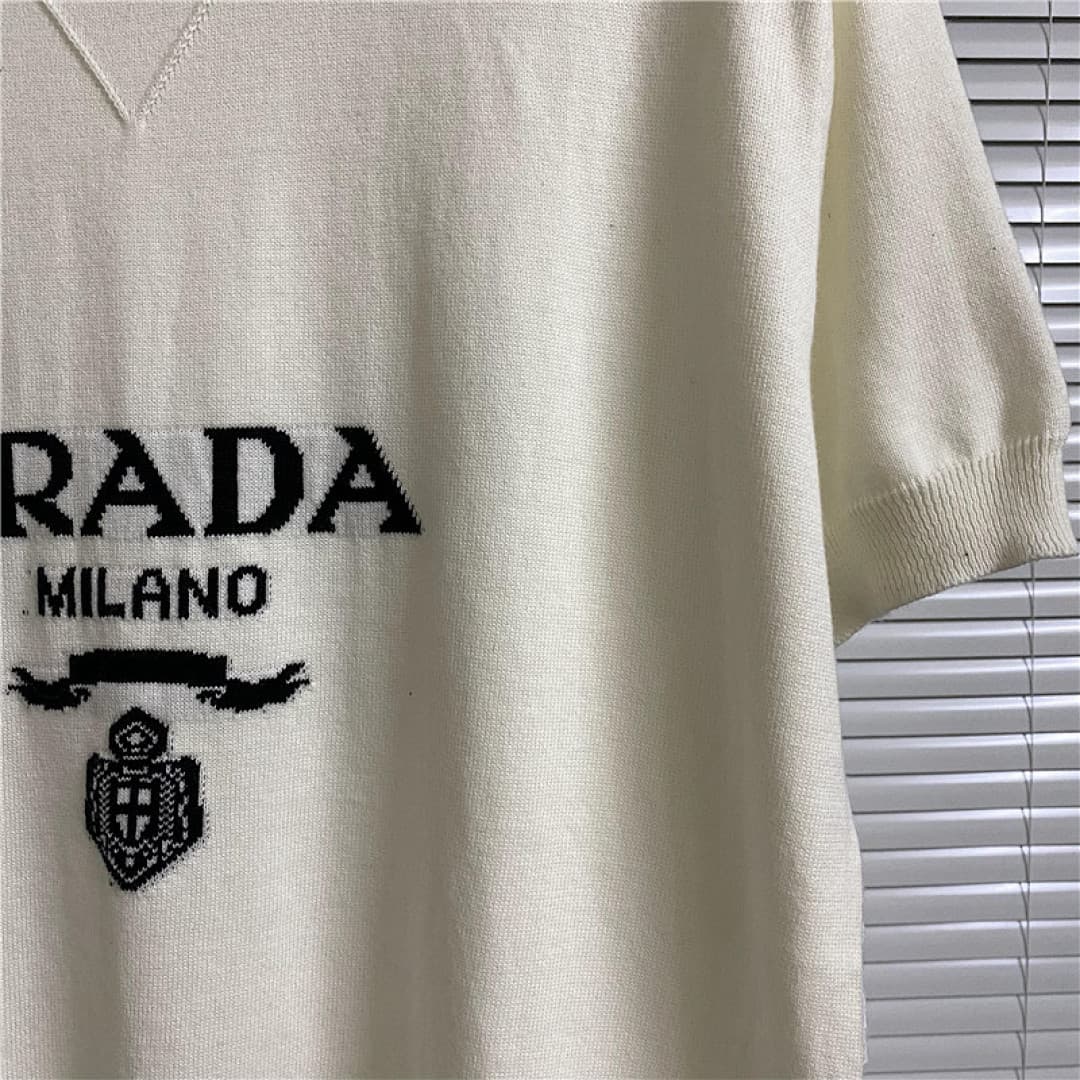 Prada T-Shirt de Malha Jacquard com Logo Milano foto 25