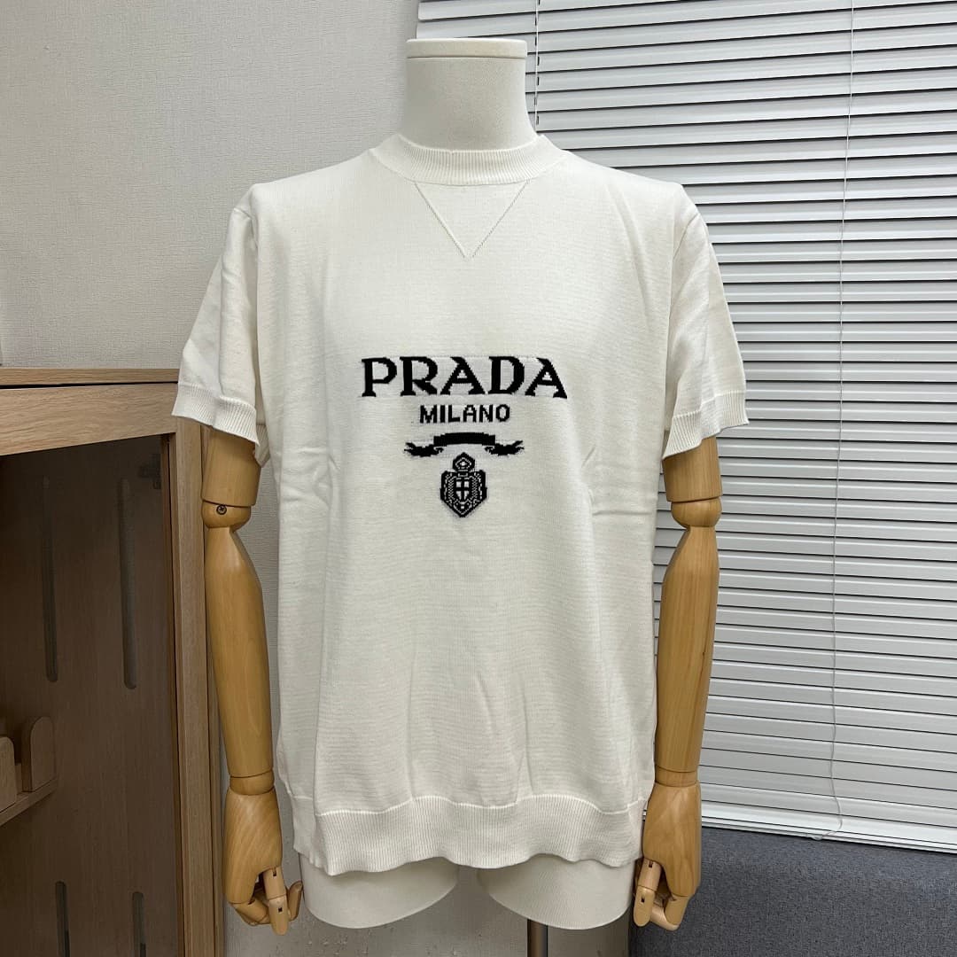 Prada T-Shirt de Malha Jacquard com Logo Milano foto 32