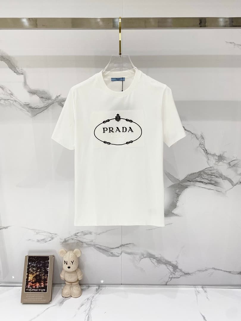 T-shirt Prada TT63 Logo Oval Branca foto 01