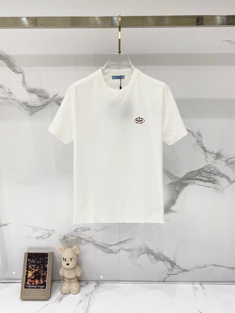 T-shirt Prada TT66 Logo Oval Branca foto 02