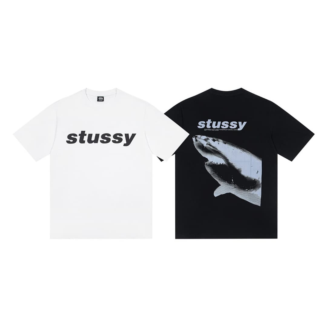 T-Shirt Stussy Shark Letter Premium Quality foto 13