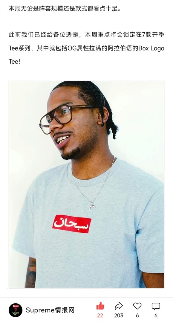 Camiseta Supreme SS26 Arabic Box Logo foto 49