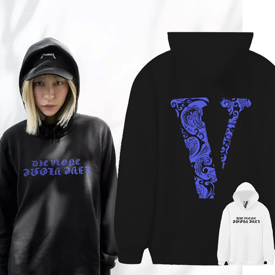 Hoodie Vlone Paisley Porcelana Azul Fleece foto 09